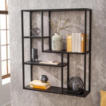 SLIM LINE fekete fa falipolc 90cm kép