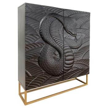 SNAKE fekete mangófa tálalószekrény kép