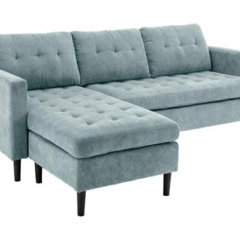 STOCKHOLM kordbársony aqua sarokkanapé 3 személyes kép