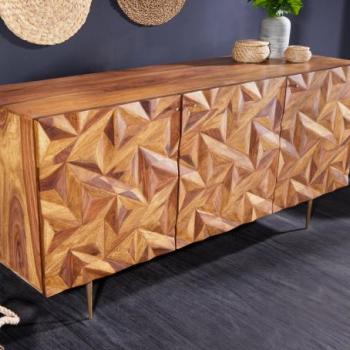 STONE FINISH barna fa komód 150cm kép