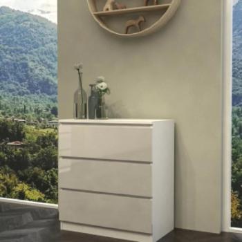 Thirassia M3 fiókos szekrény, 70x75x40 cm, fényes fehér kép