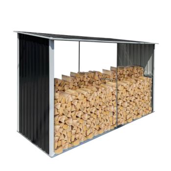 Tűzifa tároló, antracit/fehér, 302x121,5x191 cm, DARYL TYP 3 kép
