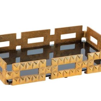 VARIATION fekete arany üveg tálca 40cm kép