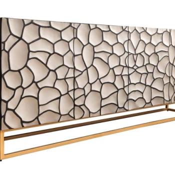 VULCANO fekete fehér mangófa mozaik komód 180cm kép