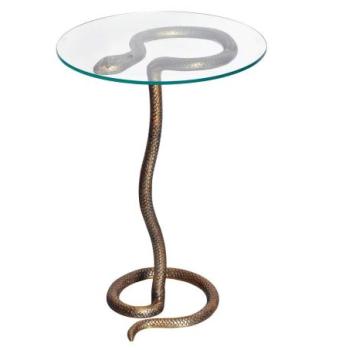 WILDLIFE SNAKE antik réz kisasztal kép