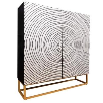 ZEN CIRCLE fekete-fehér mangófa tálalószekrény 120cm kép